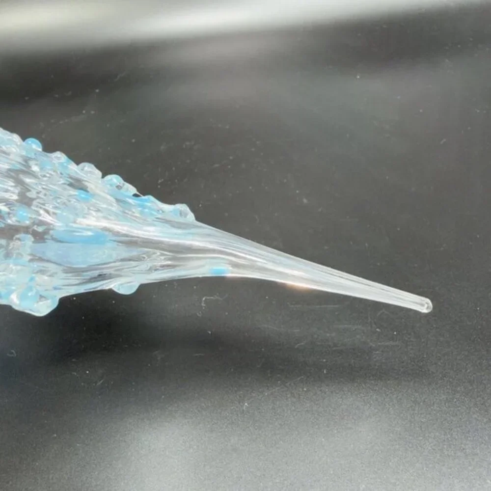 Hand Blown Studio Art Glass Ornament Hanging Decor Textured Blue Fritz Glass VTG